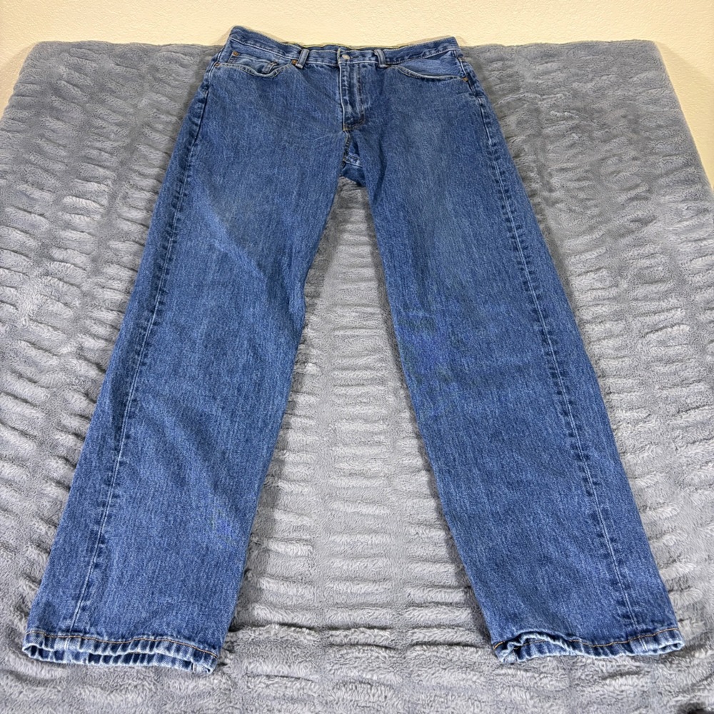 Levis 550 Relaxed Fit Jeans Mens 38x36 Blue Medium Wash Denim Straight Leg AT219